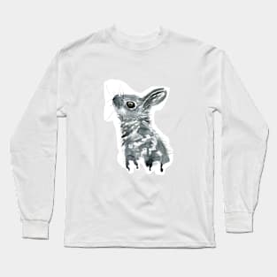 Watercolor Cute Fluffy Bunny Long Sleeve T-Shirt